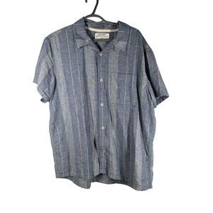 REI Coop Mens Blue Button Up Shirt Sz L Hemp Organic Cotton Blend Sustainable
